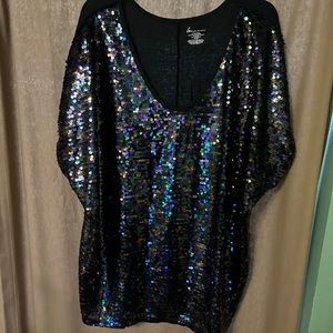Lane Bryant Black Sequin Blouse